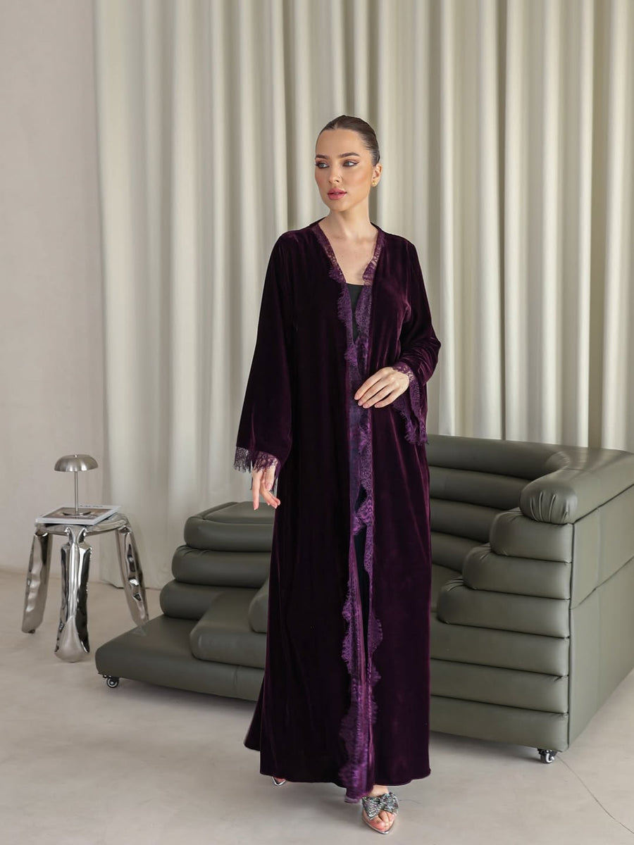 The purple valvet abaya