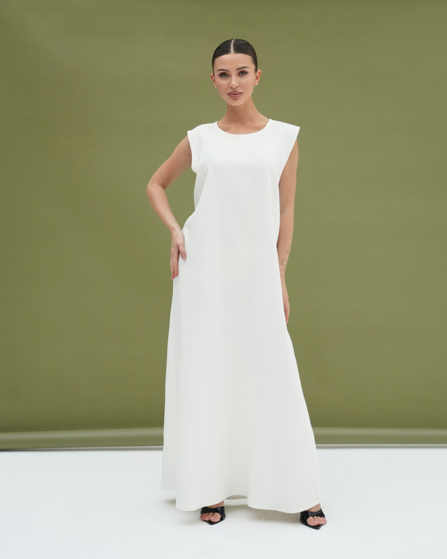 White crepe cut sleeve