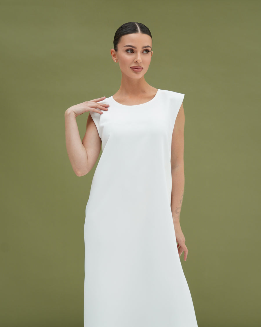 White crepe cut sleeve